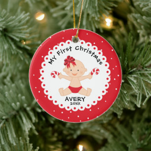 Santa's Little Sweetie Baby's First Christmas Ceramic Tree Decoration