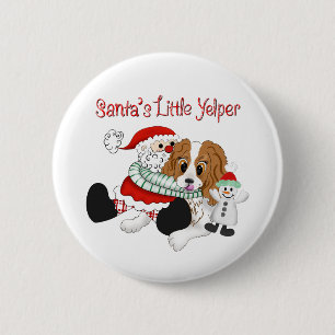 Santa's Little Yelper Cavalier King Charles   6 Cm Round Badge