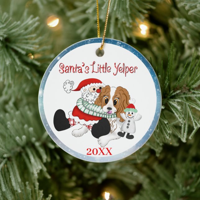 Santa's Little Yelper Cavalier King Charles Cerami Ceramic Tree Decoration (Tree)