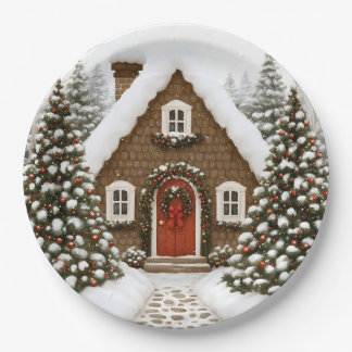 Santa's Lodge Paper Plate