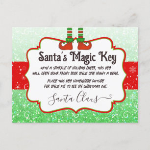 Santa's Magic Key Christmas Elf Note for kids Postcard