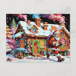 Santa's Magical Candy House Winter Wonderland Postcard