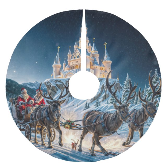 Santa's Magical Castle Delivery Brushed Polyester Tree Skirt (Front)