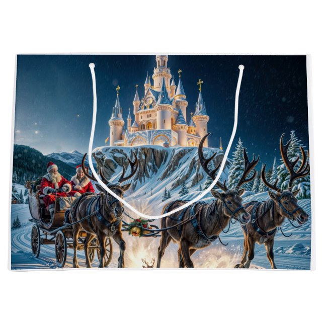 Santa's Magical Castle Delivery Large Gift Bag (Front)