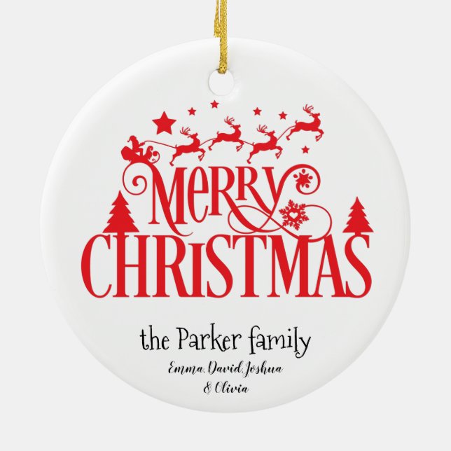 Santa's Magical Flying Reindeer Names | Christmas Ceramic Tree Decoration (Back)