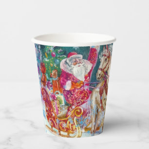 Santa's Magical Horse Sleigh Snow Christmas Night  Paper Cups