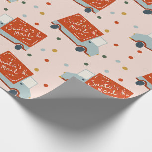Santa's Mail Truck Illustration Wrapping Paper