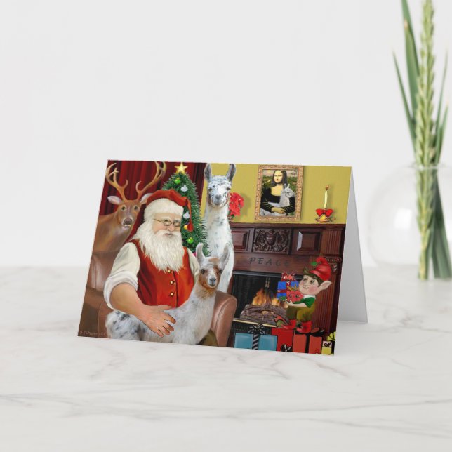 Santa's Mama Llama and Baby Holiday Card (Front)