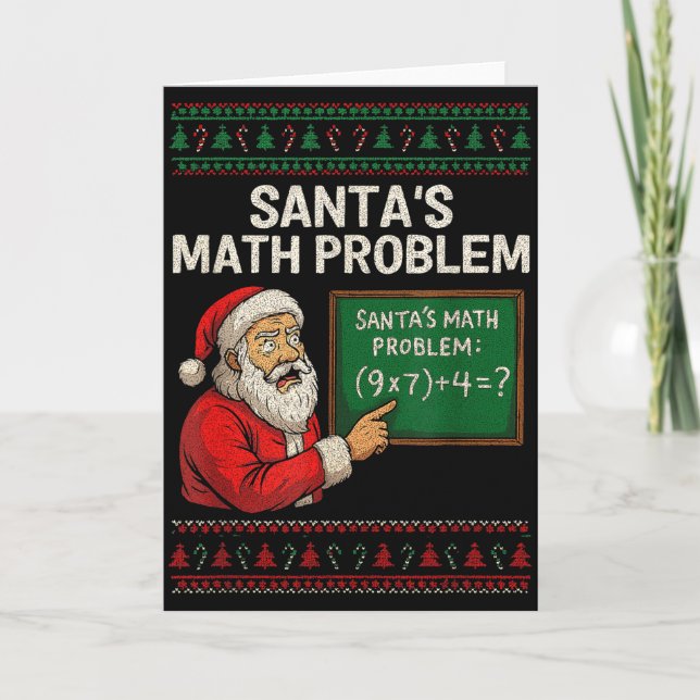 Santa's Math Problem 67 Viral Meme Christmas Ugly  Card (Front)