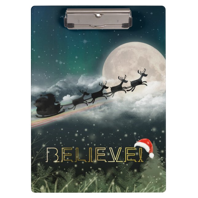 Santa's Midnight Ride Christmas Clipboard (Front)