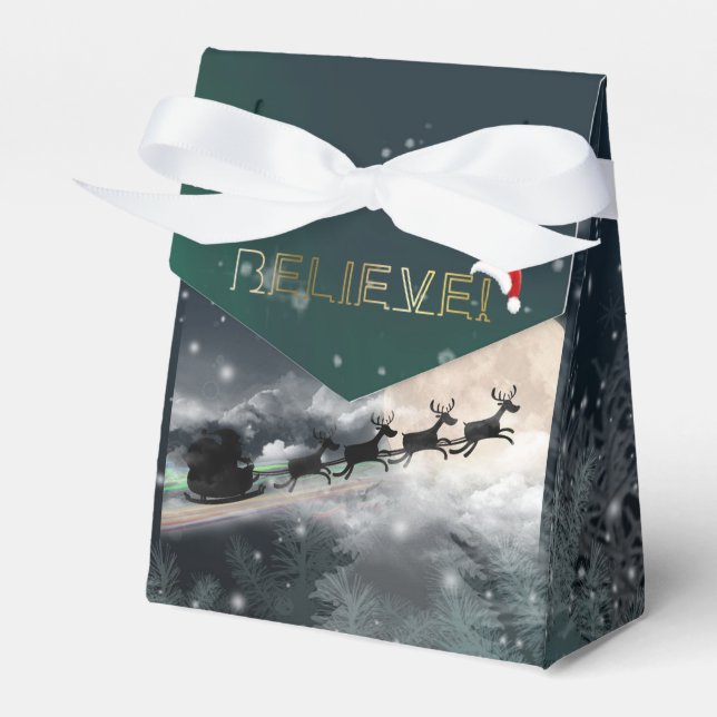 Santa's Midnight Ride Christmas Ribbon Favour Box (Front Side)