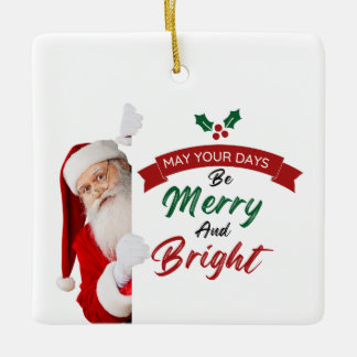 Santa's Mischievous Christmas Ceramic Ornament