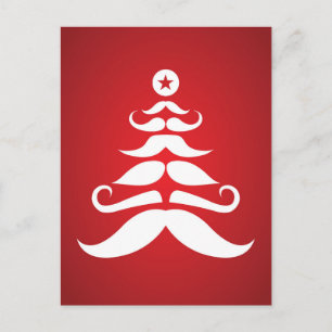 Santa's Moustache Christmas Tree Holiday Postcard