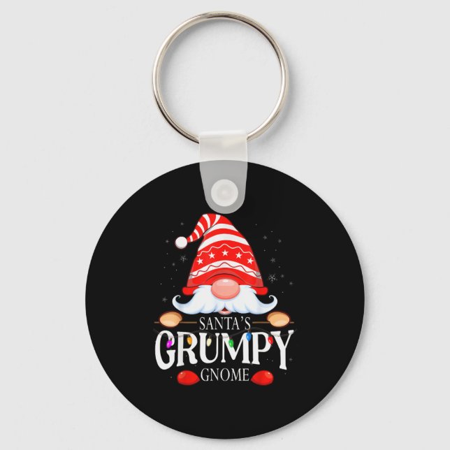 Santa's Mpy Gnome Matching Christmas Pajama  Key Ring (Front)