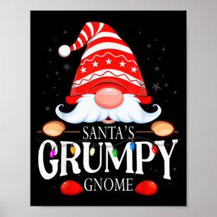 Santa's Mpy Gnome Matching Christmas Pajama Poster