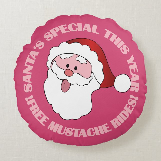 Santa's Mustache Rides custom throw pillow (Front)