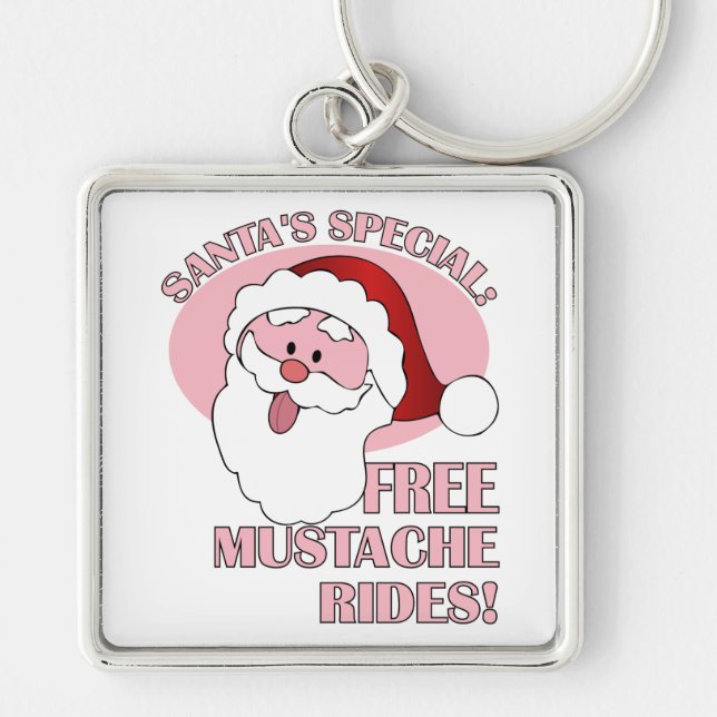 Santa's Mustache Rides key chain (Front)