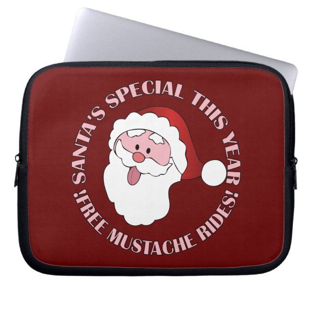 Santa's Mustache Rides laptop sleeve (Front)