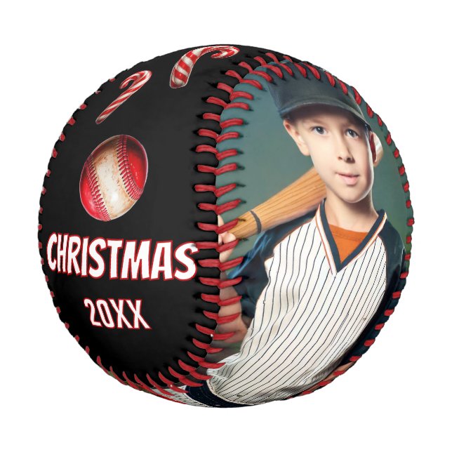 Santa's MVP Merry Christmas Name 2 Photos  Baseball (Angled)