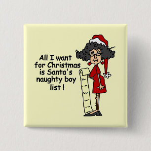 Santa's Naughty Boy List 15 Cm Square Badge