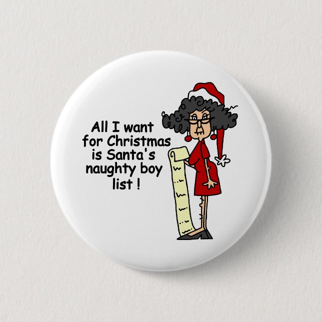 Santa's Naughty Boy List 6 Cm Round Badge (Front)