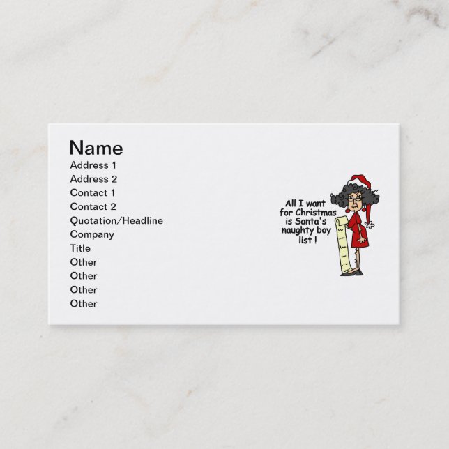 Santa's Naughty Boy List Business Card (Front)