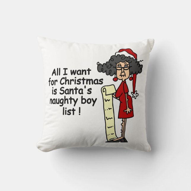 Santa's Naughty Boy List Cushion (Front)