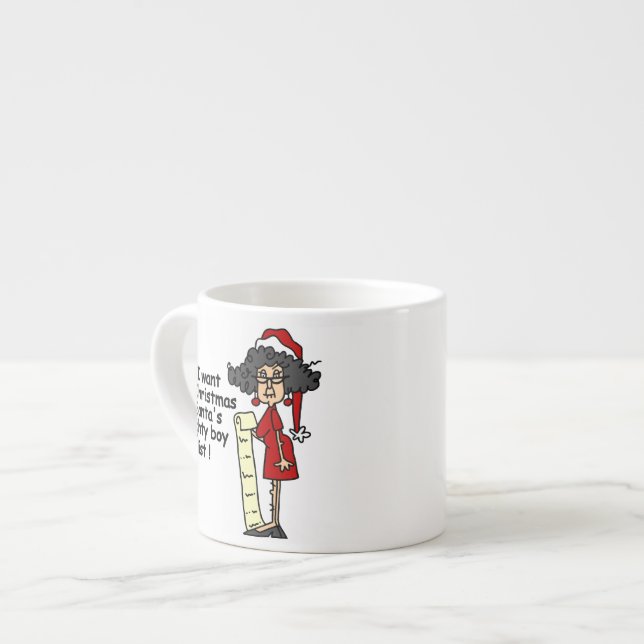 Santa's Naughty Boy List Espresso Cup (Front Left)