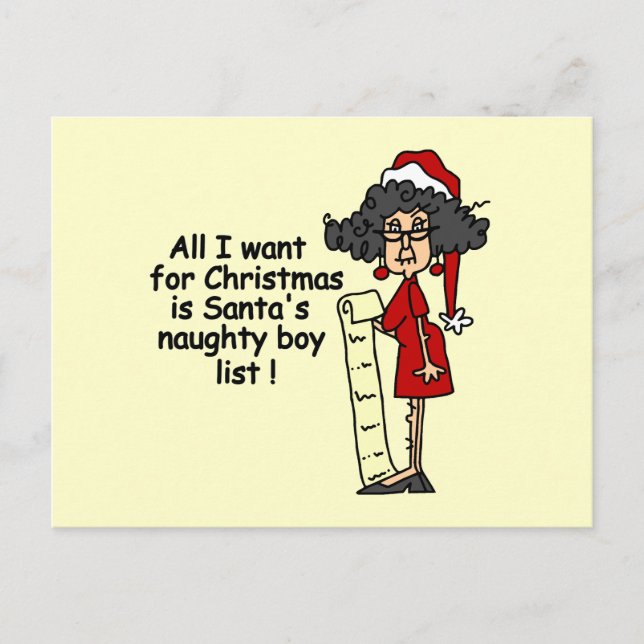 Santa's Naughty Boy List Holiday Postcard (Front)