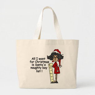 Santa's Naughty Boy List Large Tote Bag