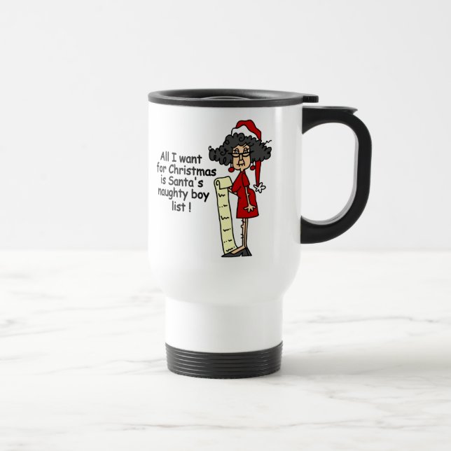 Santa's Naughty Boy List Travel Mug (Right)