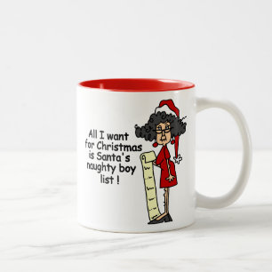 Santa's Naughty Boy List Two-Tone Coffee Mug
