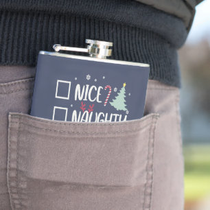 Santa's Naughty (Drunk) List - Funny Christmas Hip Flask