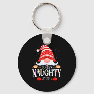 Santa's Naughty Gnome Matching Christmas Pajama Key Ring