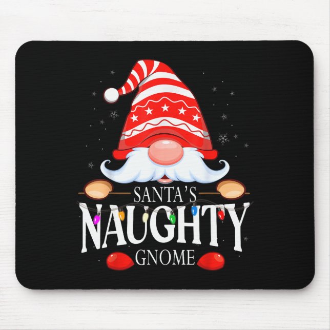 Santa's Naughty Gnome Matching Christmas Pajama  Mouse Mat (Front)