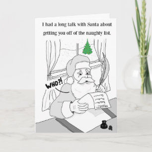 Santa's Naughty List, Christmas Card & Envelope