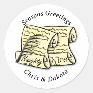 Santa's Naughty List Christmas Classic Round Sticker