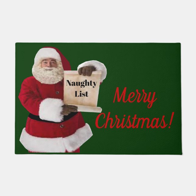 Santa's Naughty List Door Mat (Front)