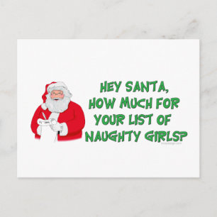 Santa's Naughty List Holiday Postcard