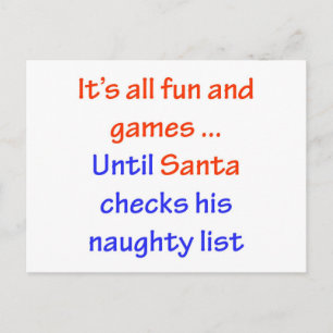 Santa's Naughty List Holiday Postcard