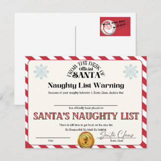 Santa's Naughty List Postcard
