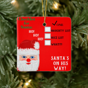 Santa's Naughty Nice List Name Ceramic Ornament