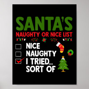 Santa's Naughty Or Nice List I Tried Sort Of Chris Poster