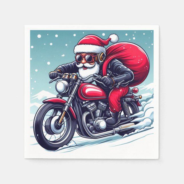 Santa's New Boat - Christmas humor Napkin (Front)