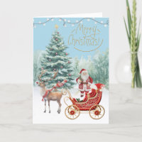 Santa's New Sleigh Faux Embroidery Merry Christmas