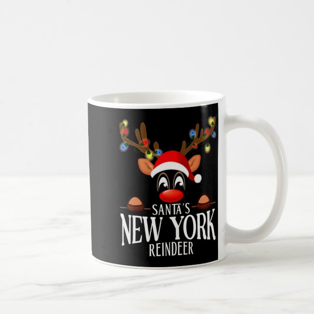 Santas New York Reindeer Funny Xmas Matching Pjs  Coffee Mug (Right)
