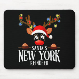 Santa's New York Reindeer Funny Xmas Matching Pjs  Mouse Mat