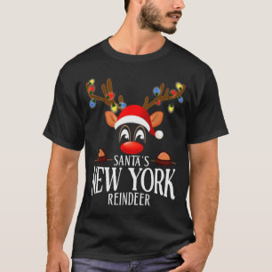 Santa's New York Reindeer Funny Xmas Matching Pjs  T-Shirt