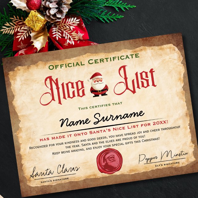 Santa's Nice List Certificate Christmas Kids Gift (Creator Uploaded)