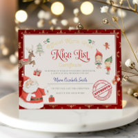 Santa's Nice List Certificate Foil Invitation